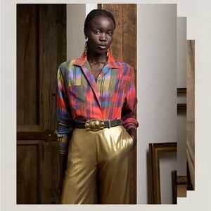 Ralph Lauren Collection Corinna Print Silk Habotai Shirt